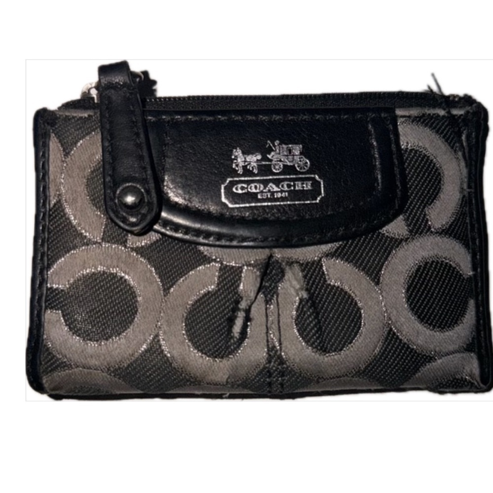 Coach Black and Gray Logo Coin Pouch